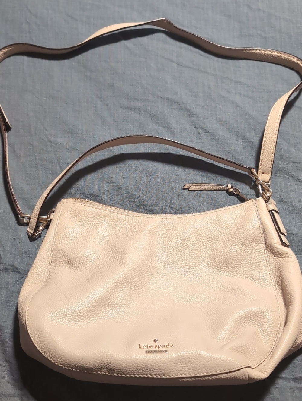 kate spade Pebbled Leather Shoulder Bag in Light Beige/Cream
